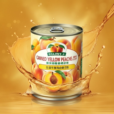Healthy Grade A Canned Yellow Peaches Fruit In Light Syrup 1800g Drained Weight