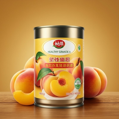 Healthy Grade A Canned Yellow Peaches Fruit In Light Syrup 1800g Drained Weight