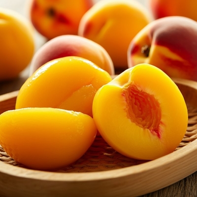 Grade A GMO Yellow / White Firm Shelf Stable Canned Peach Halves