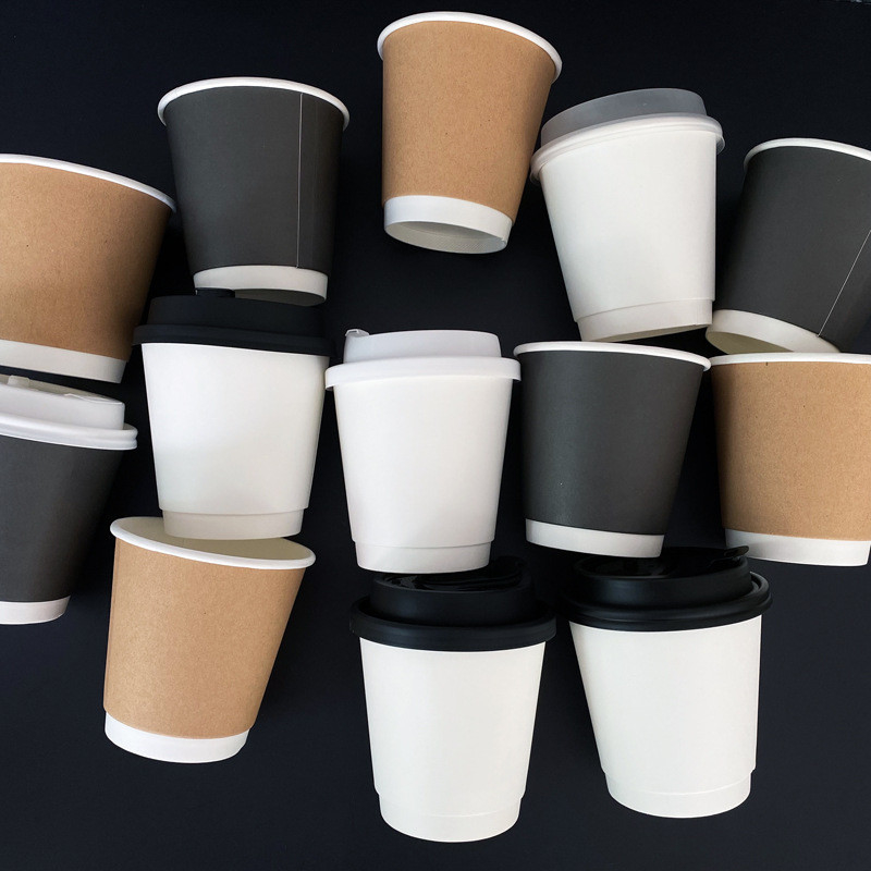 Double Wall Hot Coffee PLA Paper Cup Degradable Disposable Custom Size Color